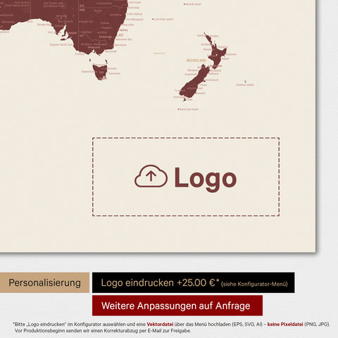 Mappa del mondo TRAVEL® poster premium – Bordeaux Rosso