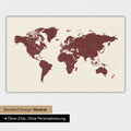 Mappa del mondo in versione standard neutra e colore Bordeaux rosso