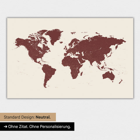Mappa del mondo in versione standard neutra e colore Bordeaux rosso