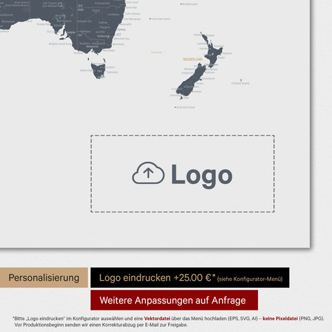 Mappa del mondo TRAVEL® poster premium – Denim Blue