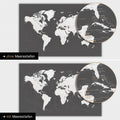 Mappa del mondo in colore grigio scuro con profondità marine bidimensionali