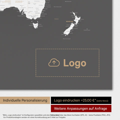 Mappa del mondo TRAVEL® poster magnetico – Grigio scuro (Grigio scuro)