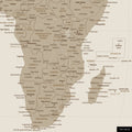Weltkarte in der Equal-Earth-Projektion, Farbe Desert Sand, zeigt einen Ausschnitt von Afrika in seinen korrekten Größenverhältnissen und Proportionen