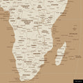 Weltkarte in der Equal-Earth-Projektion, Farbe Treasure Gold, zeigt einen Ausschnitt von Afrika in seinen korrekten Größenverhältnissen und Proportionen