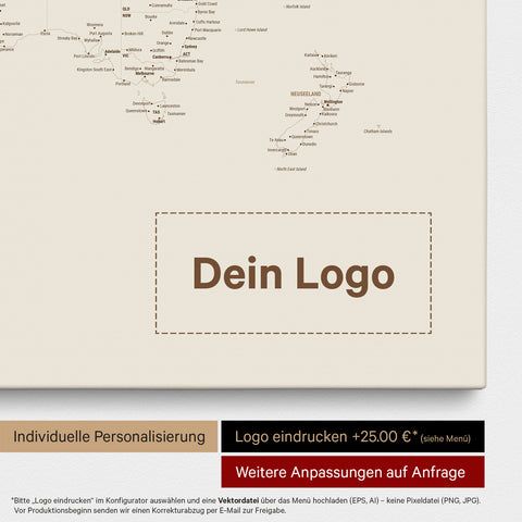 Mappa del mondo per puntine FINELINE® – Sabbia del deserto