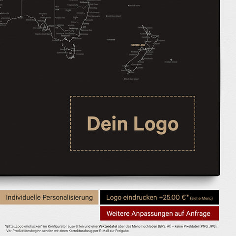 Mappa del mondo per puntine FINELINE® – Nero scuro