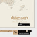 Mappa del mondo in colore oro con personalizzazione come logo familiare