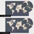 Mappa del mondo a colori Hale Navy (oro-blu scuro) con profondità marine bidimensionali