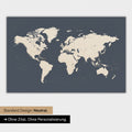 Mappa del mondo in versione standard neutra e colore Hale Navy (oro-blu scuro)