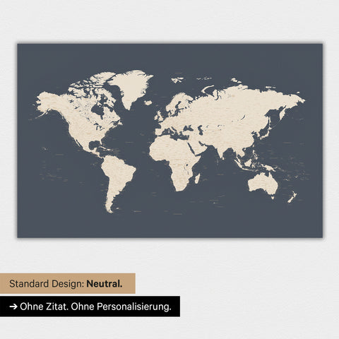 Mappa del mondo in versione standard neutra e colore Hale Navy (oro-blu scuro)
