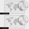 Mappa del mondo in colore grigio chiaro con profondità marine bidimensionali