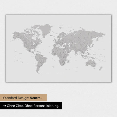 Mappa del mondo in versione standard neutra e colore Colore grigio chiaro