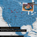 Mappa dettagliata del mondo come Mappa per puntine in blu per segnare fino a 2.600 destinazioni di viaggio negli USA, Canada e Messico, ideale per la rappresentazione visiva di viaggi passati e piani di viaggio futuri