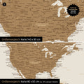 Confronto dimensioni di una mappa del mondo su tela nei formati 140 x 90 cm e 80 x 50 cm