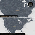 Confronto dimensioni di una mappa del mondo su tela nei formati 140 x 90 cm e 80 x 50 cm
