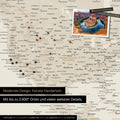 Mappa per puntine dettagliata del mondo in oro per segnare fino a 2.600 destinazioni di viaggio negli USA, Canada e Messico, ideale per la rappresentazione visiva di viaggi passati e piani di viaggio futuri