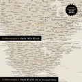 Confronto dimensioni di una mappa del mondo su tela nei formati 140 x 90 cm e 80 x 50 cm