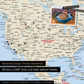 Mappa dettagliata del mondo come Mappa per puntine in Multicolor Classic per segnare fino a 2.600 destinazioni di viaggio negli USA, Canada e Messico, ideale per la rappresentazione visiva di viaggi passati e piani di viaggio futuri