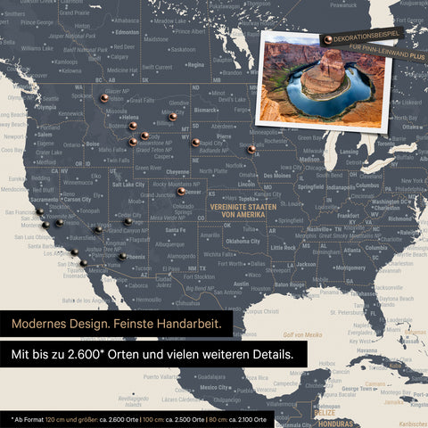 Mappa per puntine dettagliata del mondo in multicolore opaco per segnare fino a 2.600 destinazioni di viaggio negli USA, Canada e Messico, ideale per la rappresentazione visiva di viaggi passati e piani di viaggio futuri