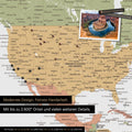 Mappa per puntine dettagliata del mondo in multicolore Siena per segnare fino a 2.600 destinazioni di viaggio negli USA, Canada e Messico, ideale per la rappresentazione visiva di viaggi passati e piani di viaggio futuri