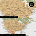 Confronto dimensioni di una mappa del mondo su tela nei formati 140 x 90 cm e 80 x 50 cm