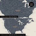 Confronto dimensioni di una mappa del mondo su tela nei formati 140 x 90 cm e 80 x 50 cm