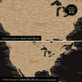 Confronto dimensioni di una mappa del mondo su tela nei formati 140 x 90 cm e 80 x 50 cm