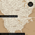 Confronto dimensioni di una mappa del mondo su tela nei formati 140 x 90 cm e 80 x 50 cm