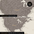 Confronto dimensioni di una mappa del mondo su tela nei formati 140 x 90 cm e 80 x 50 cm