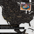 Mappa dettagliata del mondo come Mappa per puntine in Light Black (bianco nero) per segnare fino a 2.600 destinazioni di viaggio negli USA, Canada e Messico, ideale per la rappresentazione visiva di viaggi passati e piani di viaggio futuri