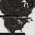 Confronto dimensioni di una mappa del mondo su tela nei formati 140 x 90 cm e 80 x 50 cm