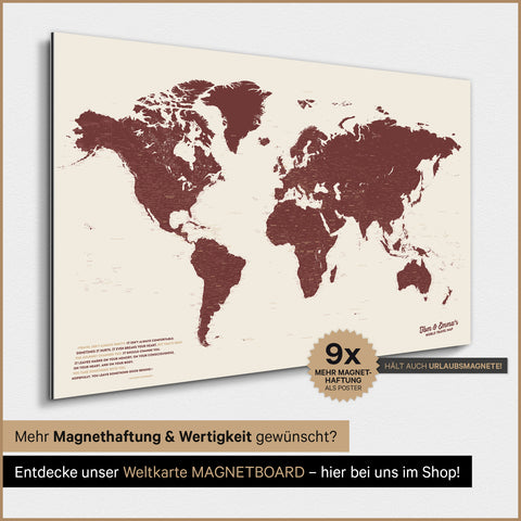 Mappa del mondo TRAVEL® poster magnetico – Bordeaux Rosso