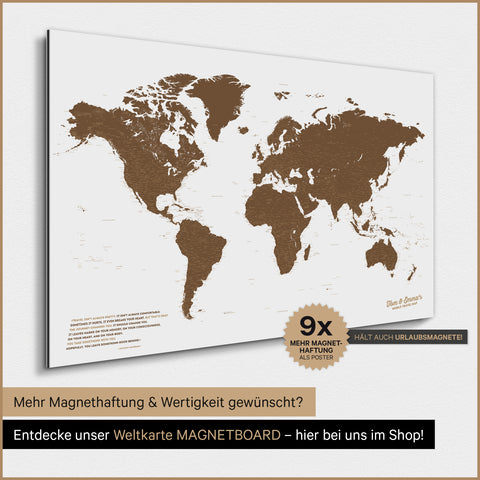 Mappa del mondo TRAVEL® poster magnetico – Marrone