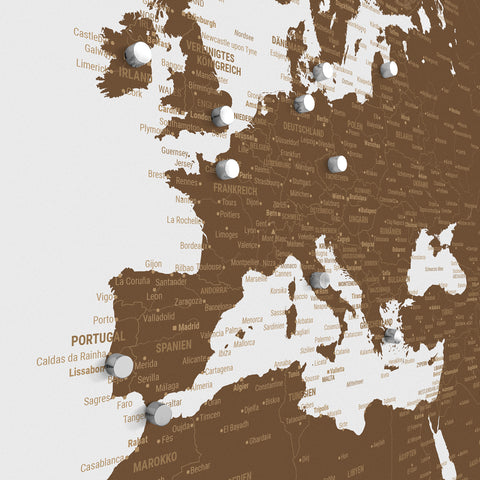 Mappa del mondo TRAVEL® poster magnetico – Marrone