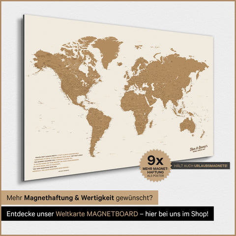 Mappa del mondo TRAVEL® poster magnetico – Bronzo