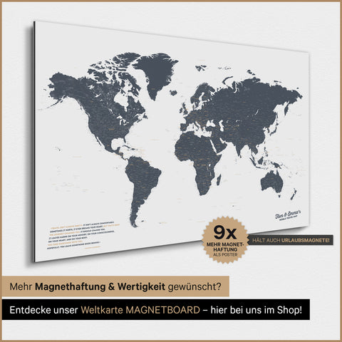 Mappa del mondo TRAVEL® poster magnetico – Denim Blue
