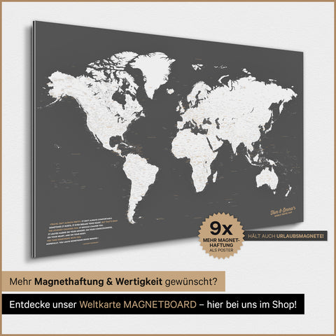 Mappa del mondo TRAVEL® poster magnetico – Grigio scuro (Grigio scuro)