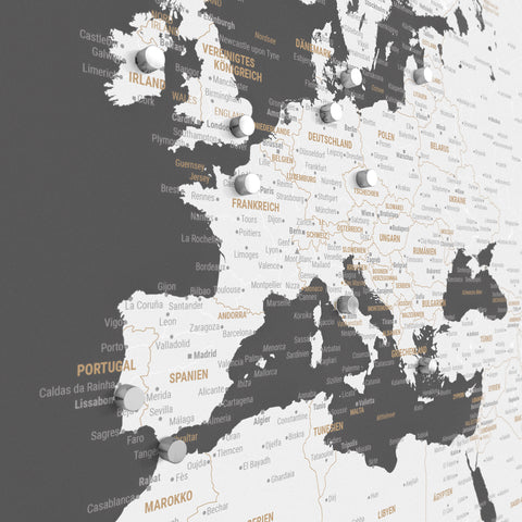 Mappa del mondo TRAVEL® poster magnetico – Grigio scuro (Grigio scuro)
