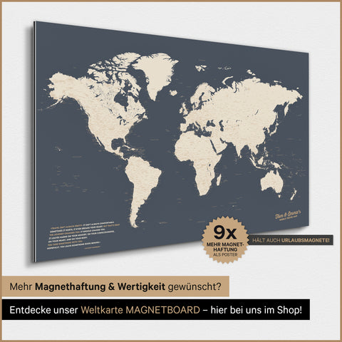 Mappa del mondo TRAVEL® poster magnetico – Hale Navy (Blu scuro-oro)