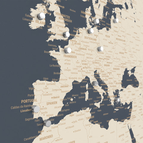 Mappa del mondo TRAVEL® poster magnetico – Hale Navy (Blu scuro-oro)