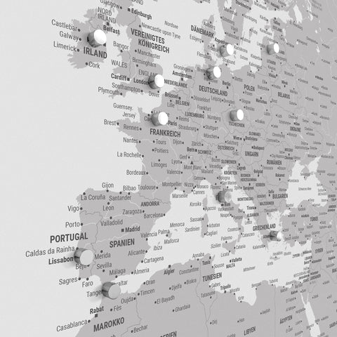 Mappa del mondo TRAVEL® poster magnetico – Grigio freddo (Grigio chiaro)