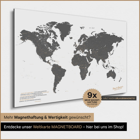 Mappa del mondo TRAVEL® poster magnetico – Grigio chiaro (Bianco-grigio)