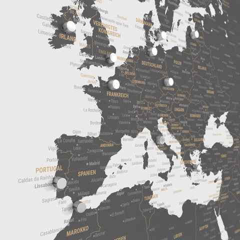 Mappa del mondo TRAVEL® poster magnetico – Grigio chiaro (Bianco-grigio)