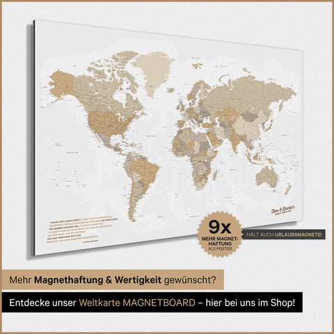 Mappa del mondo TRAVEL® poster magnetico – Multicolor Beige