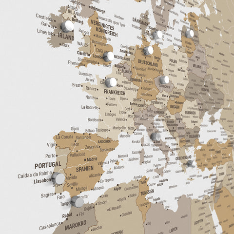 Mappa del mondo TRAVEL® poster magnetico – Multicolor Beige