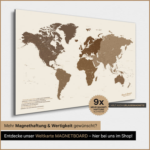 Mappa del mondo TRAVEL® poster magnetico – Multicolor Brown