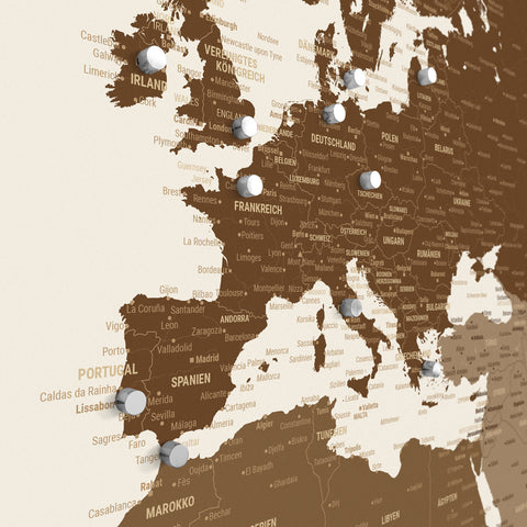 Mappa del mondo TRAVEL® poster magnetico – Multicolor Brown
