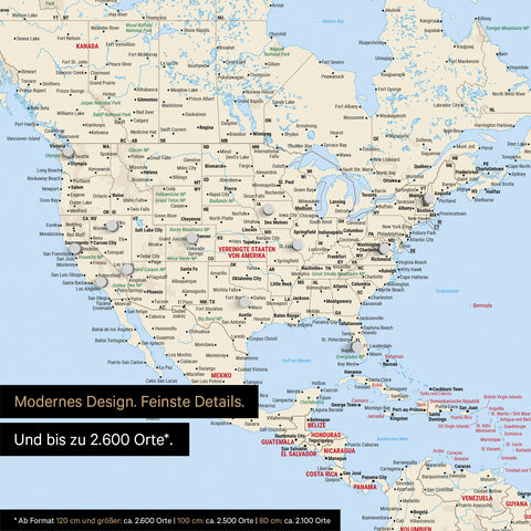 Pinnare le destinazioni di viaggio su una mappa del mondo magnetica come poster magnetico in Multicolor Classic