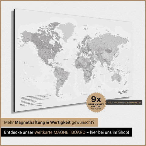 Mappa del mondo TRAVEL® poster magnetico – Multicolor Gray