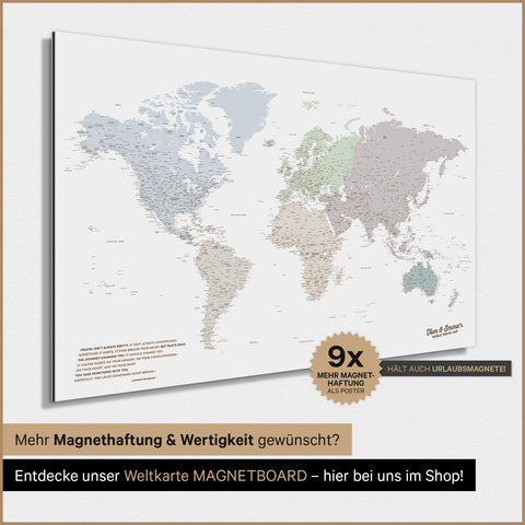 Mappa del mondo TRAVEL® poster magnetico – Multicolor Light